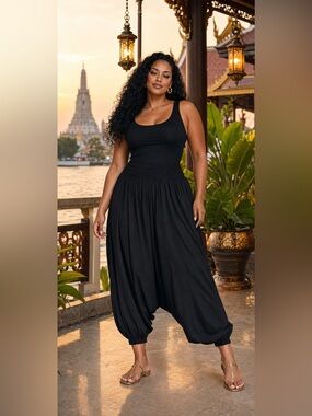Bangkok Pants Black Plus Size Aladdin Harem Pants 2XL